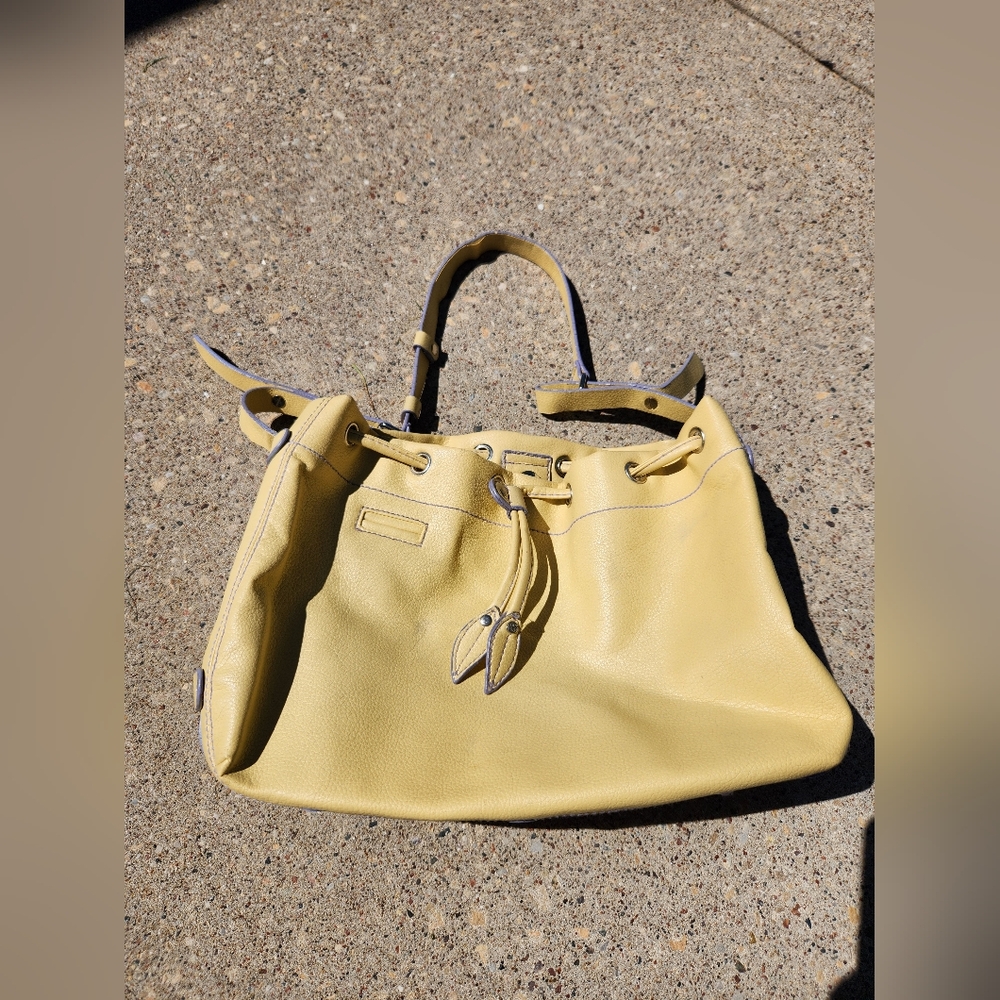 Madison & Max yellow purse with flower interior